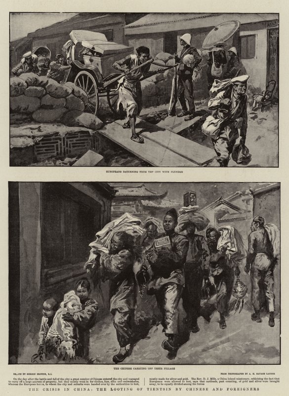 Krisen i Kina, plyndring av Tientsin av kinesere og utlendinger av Gordon Frederick Browne