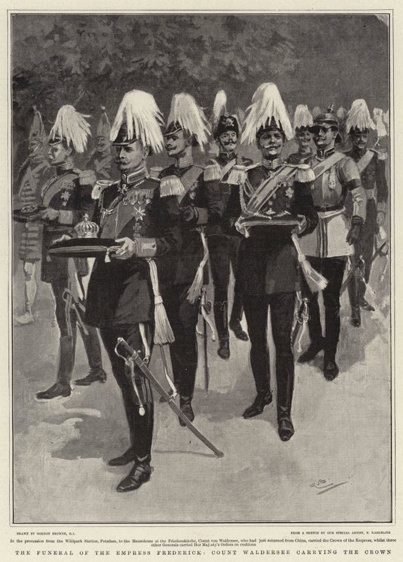 Begravelsen til keiserinne Frederick, grev Waldersee som bærer kronen av Gordon Frederick Browne