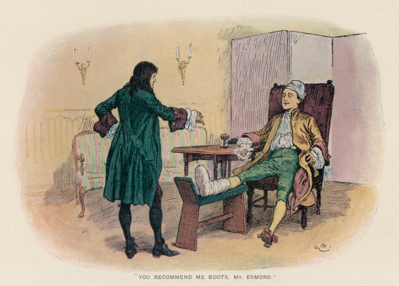 Illustrasjon for The History of Henry Esmond av Thackeray (farge litho) av Gordon Frederick (after) Browne