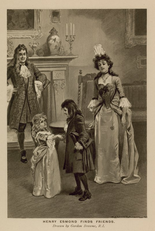 Illustrasjon for The History of Henry Esmond av Thackeray (litho) av Gordon Frederick (after) Browne