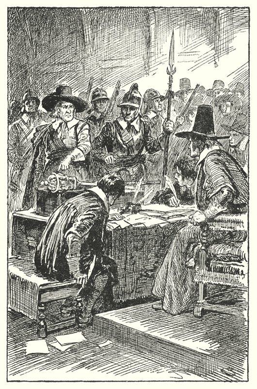 Cromwell utviser det lange parlamentet (litho) av Gordon Frederick Browne