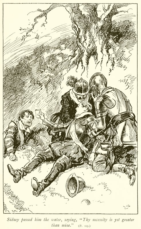 Sir Philip Sidneys død av Gordon Frederick Browne