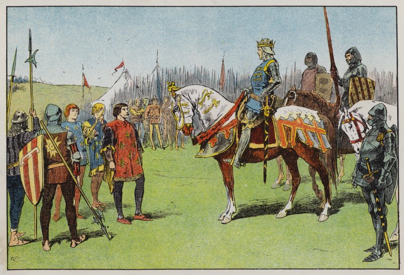 Henry V før slaget ved Agincourt (farge litho) av Gordon Frederick Browne