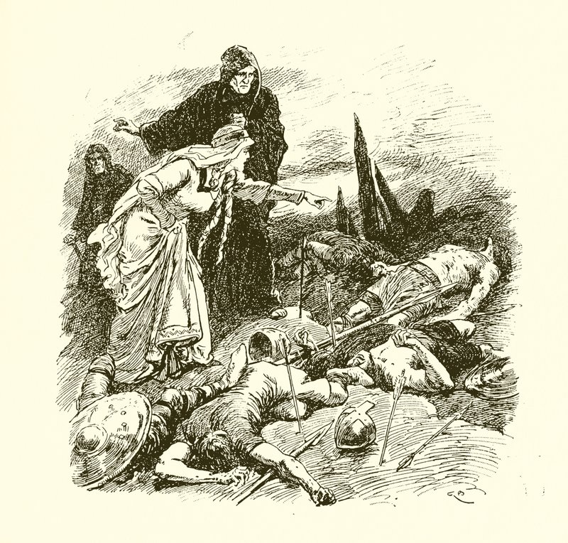 Dronning Edith finner liket av Harold etter slaget ved Hastings av Gordon Frederick Browne