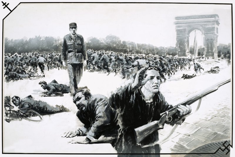 Charles de Gaulle tar sin seiersvandring nedover Champs-Élysses under frigjøringen av Paris av Graham Coton