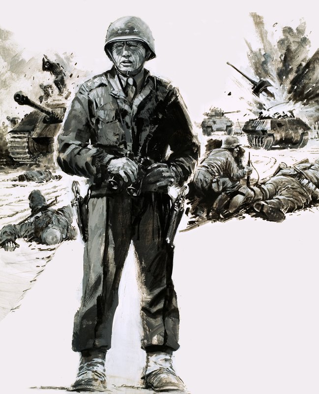 General George C. Patton (gouache på papir) av Graham Coton
