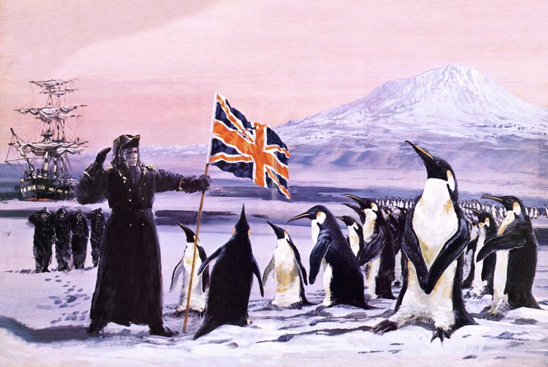 James Clark Ross planter Union Jack i den antarktiske isen i 1840 av Graham Coton