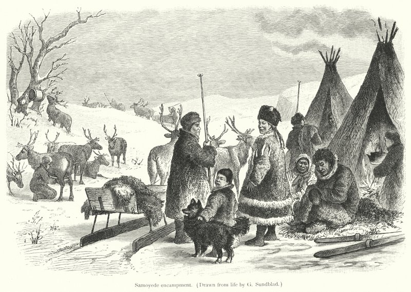 Samoyede leir (gravering) av Gustav (after) Sundblad