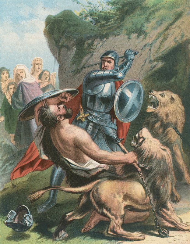 Slaget om Great-Heart med Giant Grim og løvene av Gustav Bartsch