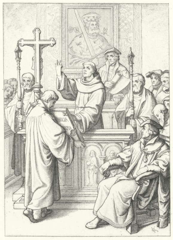 Martin Luther ble tildelt sin doktorgrad av Andreas Karlstadt ved Universitetet i Wittenberg, 1512 av Gustav Ferdinand Leopold Konig