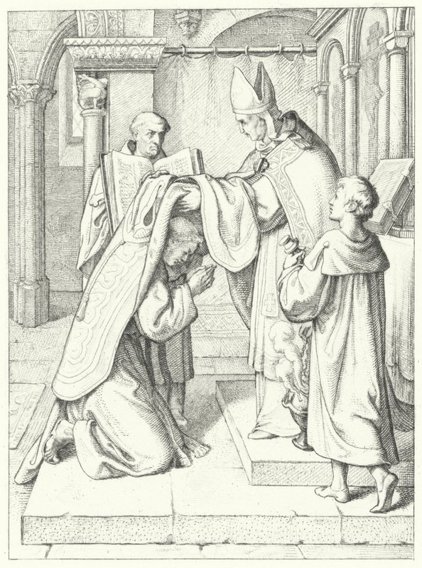 Martin Luther er ordinert til prest av Jerome Scultetus, biskop av Brandenburg ved Erfurt-katedralen, 3. april 1507 av Gustav Ferdinand Leopold Konig