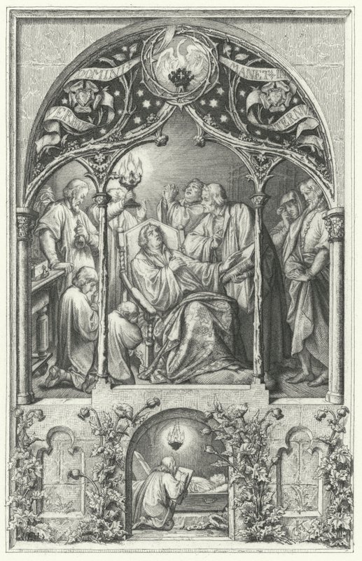 Martin Luthers død (gravering) av Gustav Ferdinand Leopold Konig