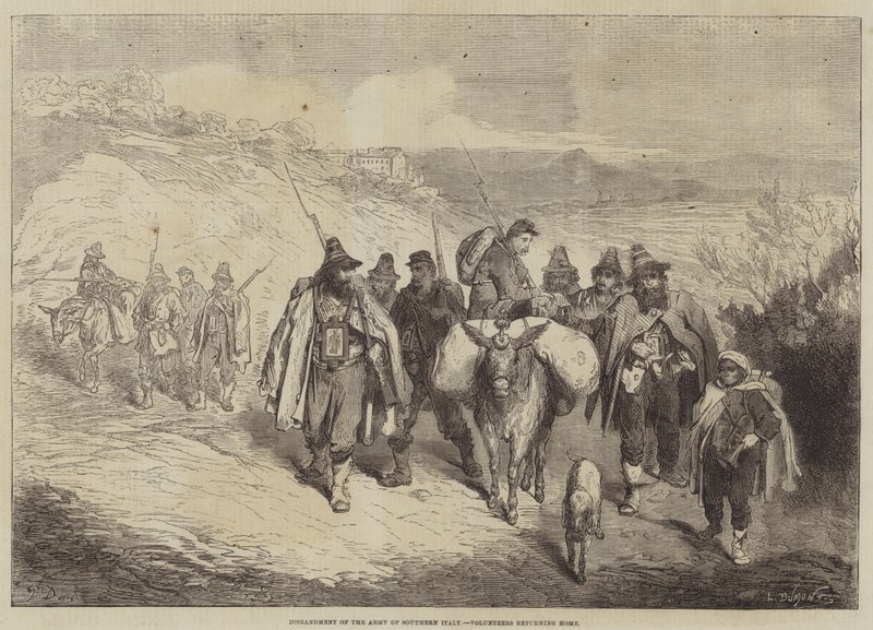 Oppløsning av hæren i Sør-Italia, frivillige på vei hjem av Gustave Dore