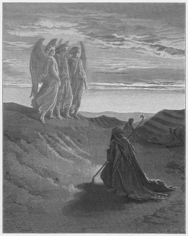 Gustave Dore Bibelen: Abraham og de tre englene av Gustave Dore