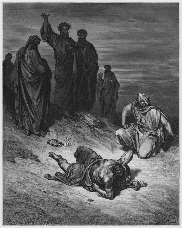 Gustave Dore Bibelen: Ananias død av Gustave Dore