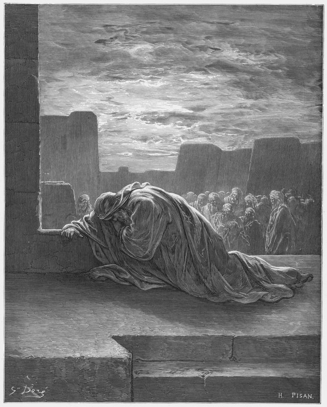 Gustave Dore Bibelen: Ezra i bønn av Gustave Dore