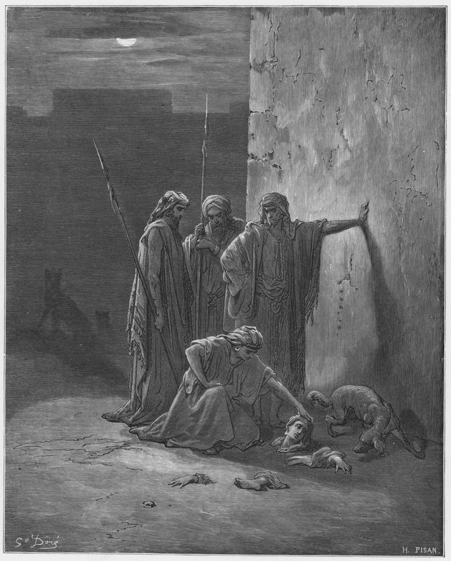 Gustave Dore Bibelen: Jehus-ledsager finner restene av Jezebel av Gustave Dore