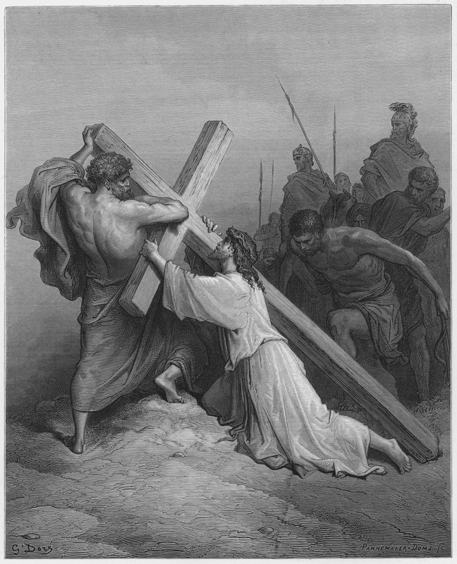 Gustave Dore Bibelen: Jesus faller under korset av Gustave Dore