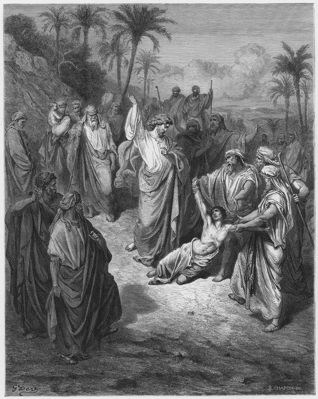 Gustave Dore Bibelen: Jesus helbreder galningen av Gustave Dore