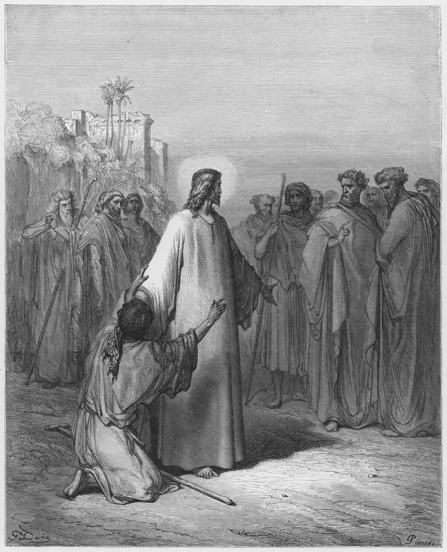 Gustave Dore Bibelen: Jesus helbreder mannen besatt av en djevel av Gustave Dore