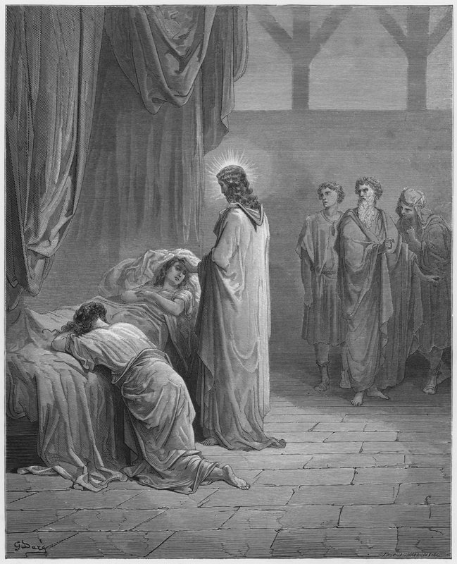 Gustave Dore Bibelen: Jesus oppdrar datteren til Jairus av Gustave Dore