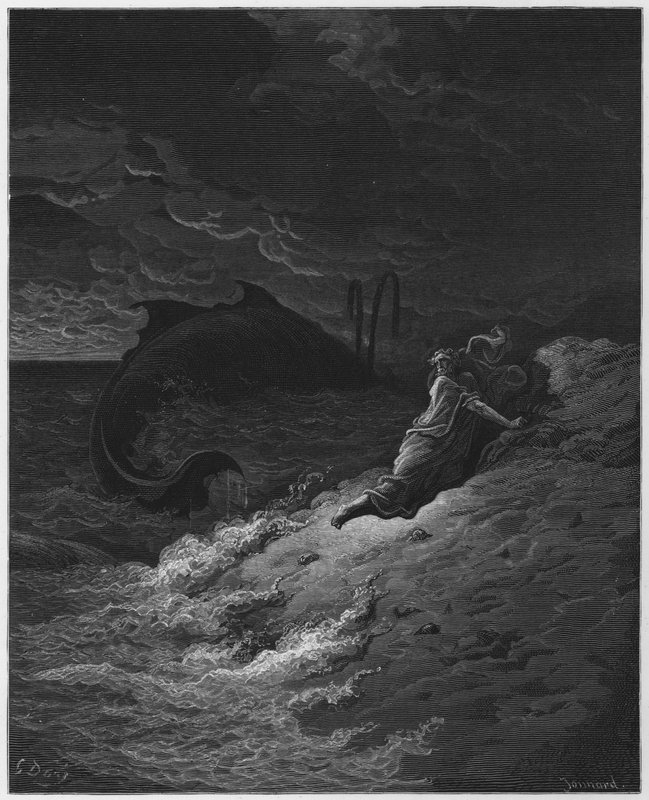 Gustave Dore Bibelen: Jonah kastet ut av hvalen av Gustave Dore