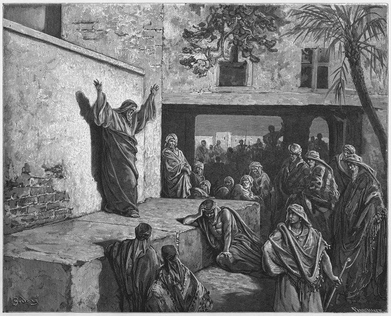 Gustave Dore Bibelen: Mika formaner israelittene til omvendelse av Gustave Dore