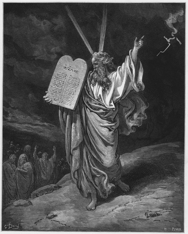 Gustave Dore Bibelen: Moses kommer ned fra Sinai-fjellet av Gustave Dore