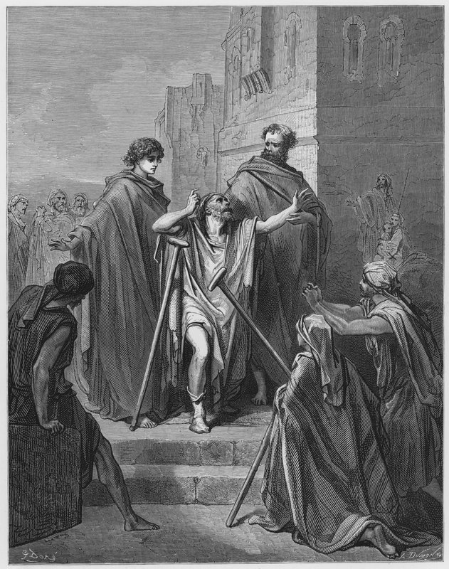 Gustave Dore Bibelen: S Peter og S John ved den vakre porten av Gustave Dore