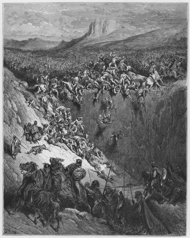 Gustave Dore Bibelen: Samson ødelegger filistrene med kjevebenet til et esel av Gustave Dore