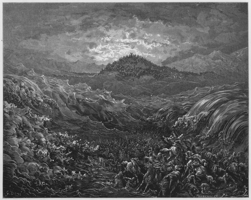 Gustave Dore Bibelen: Egypterne druknet i Rødehavet av Gustave Dore
