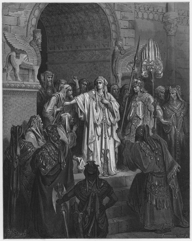 Gustave Dore Bibelen: Dronningen Vashti nekter å adlyde kommandoen til Ahasverus av Gustave Dore