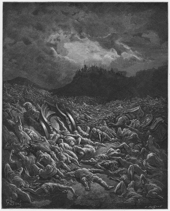 Gustave Dore Bibelen: Ødeleggelsen av hærene til ammonittene og moabittene av Gustave Dore