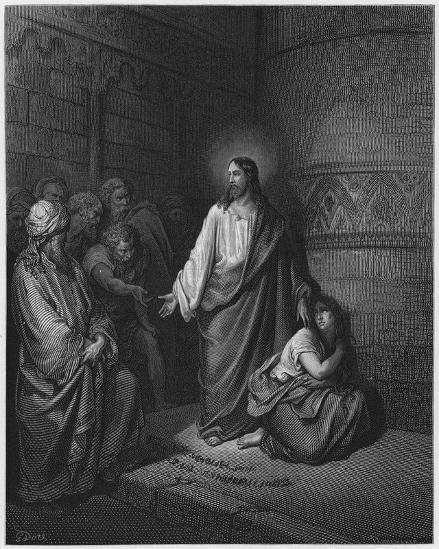 Gustave Dore Bibelen: Kvinnen tatt i utroskap av Gustave Dore