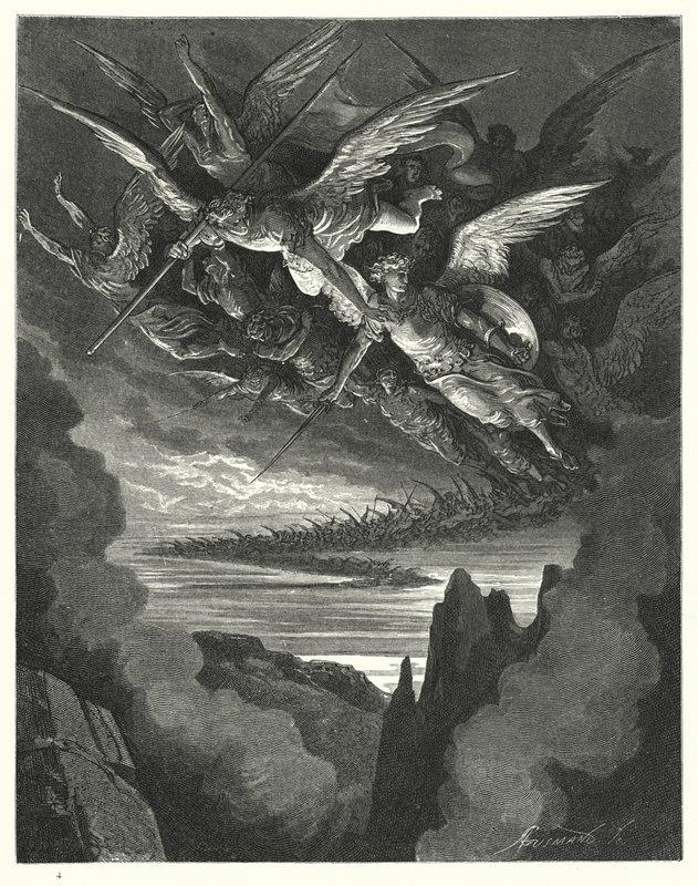 Illustrert av Gustave Dore for Miltons Paradise Lost, bok I, linje 344, 345 av Gustave Dore