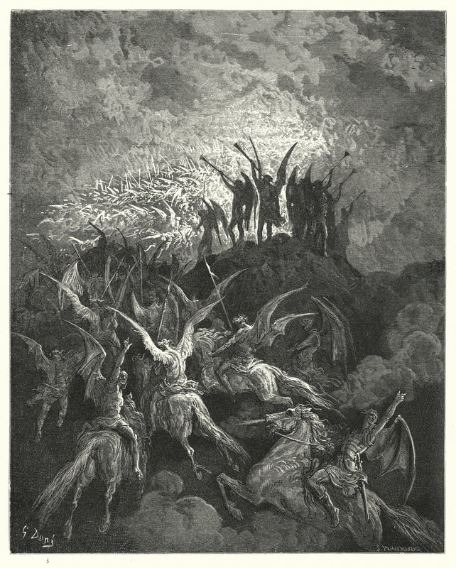 Illustrert av Gustave Dore for Miltons Paradise Lost, bok I, linjer 757-759 av Gustave Dore