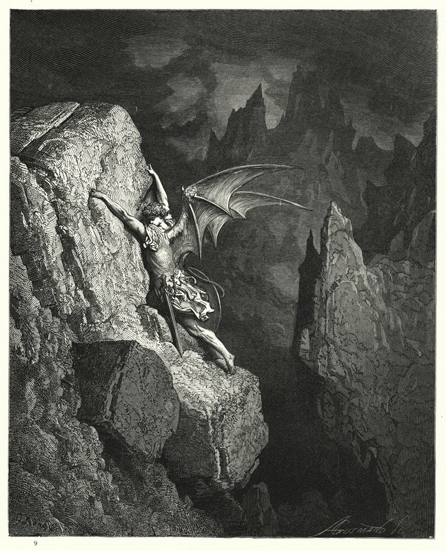 Illustrasjon av Gustave Dore for Miltons Paradise Lost, bok II, linjene 949, 950 av Gustave Dore