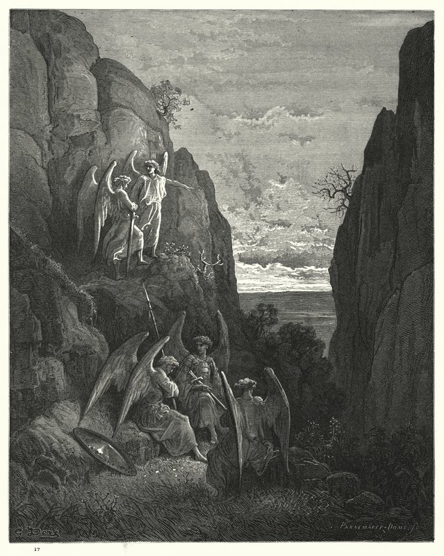 Illustrasjon av Gustave Dore for Miltons Paradise Lost, bok IV, linje 589, 590 av Gustave Dore