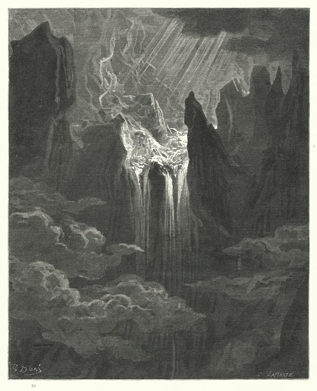 Illustrasjon av Gustave Dore for Miltons Paradise Lost, bok VII, linje 298, 299 av Gustave Dore