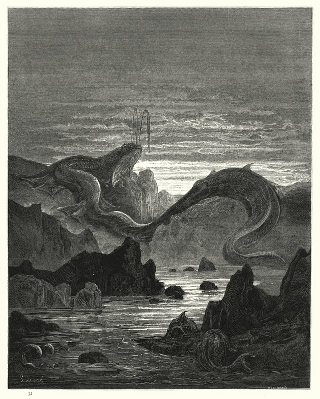 Illustrasjon av Gustave Dore for Miltons Paradise Lost, bok VII, linje 415, 416 av Gustave Dore