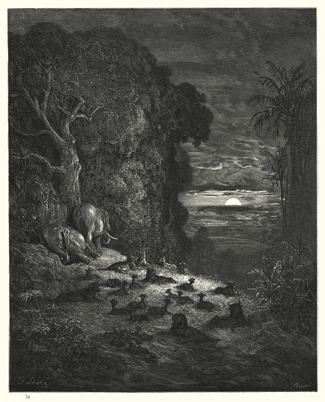 Illustrasjon av Gustave Dore for Miltons Paradise Lost, bok VII, linje 581, 582 av Gustave Dore