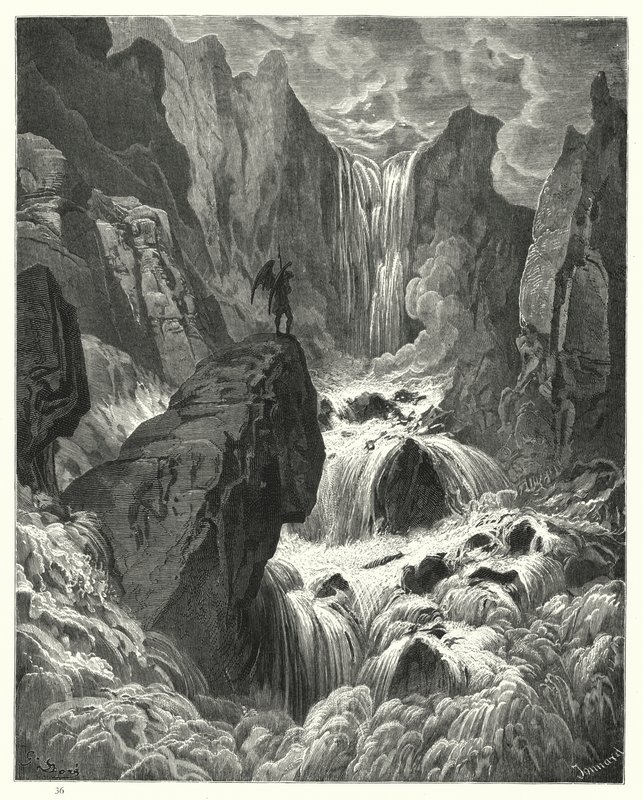 Illustrert av Gustave Dore for Miltons Paradise Lost, bok IX, linje 74, 75 av Gustave Dore