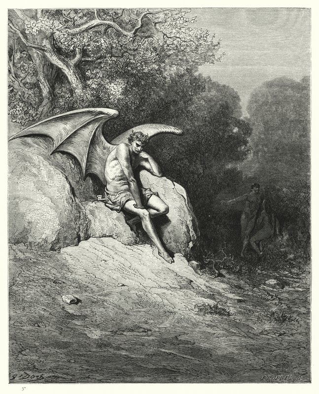 Illustrert av Gustave Dore for Miltons Paradise Lost, bok IX, linje 99, 100 av Gustave Dore