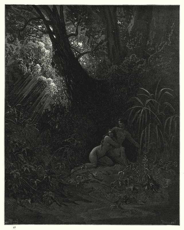 Illustrasjon av Gustave Dore for Miltons Paradise Lost, bok X, linje 99-101 av Gustave Dore