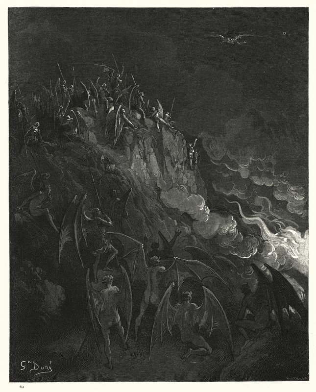 Illustrasjon av Gustave Dore for Miltons Paradise Lost, bok X, linje 439-441 av Gustave Dore