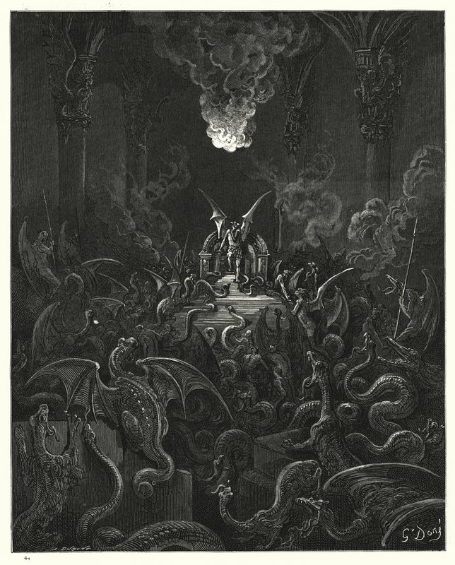 Illustrasjon av Gustave Dore for Miltons Paradise Lost, bok X, linje 521-523 av Gustave Dore