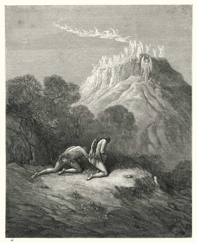 Illustrasjon av Gustave Dore for Miltons Paradise Lost, bok XI, linje 208-210 av Gustave Dore