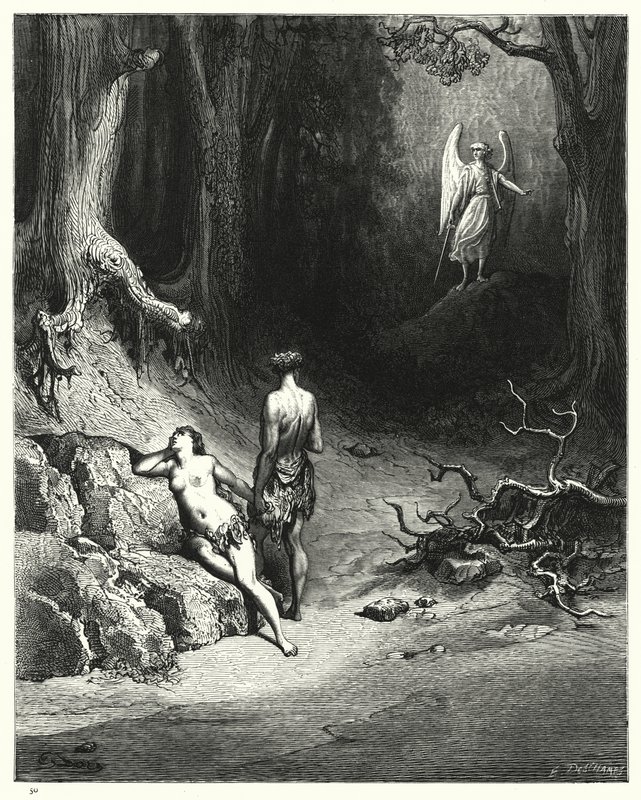 Illustrert av Gustave Dore for Miltons Paradise Lost, bok XII, linje 645 av Gustave Dore