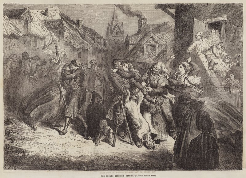 De franske soldatene vender tilbake av Gustave Dore