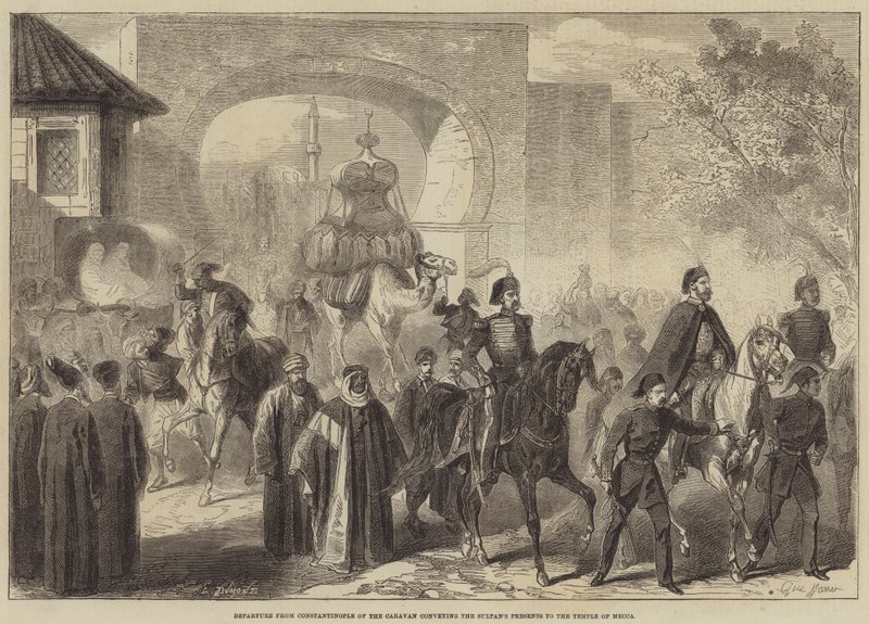 Avgang fra Konstantinopel av karavanen som formidler sultanene til Mekka-tempelet av Gustave Janet